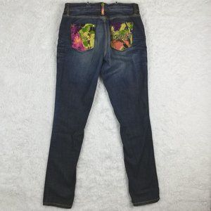 Coogi Womens Jeans Straight Leg Blue Denim Embroidered‎ Jeweled Distressed 8